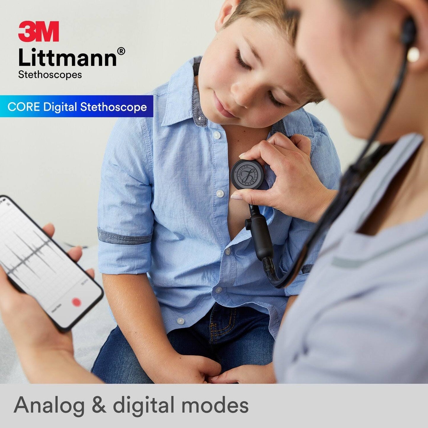 3M Littmann CORE Digital Stethoscope - Advanced Cardiology Stethoscope, Bluetooth Connectivity, Heart Sound Amplification, Dual Mode, Noise Reduction